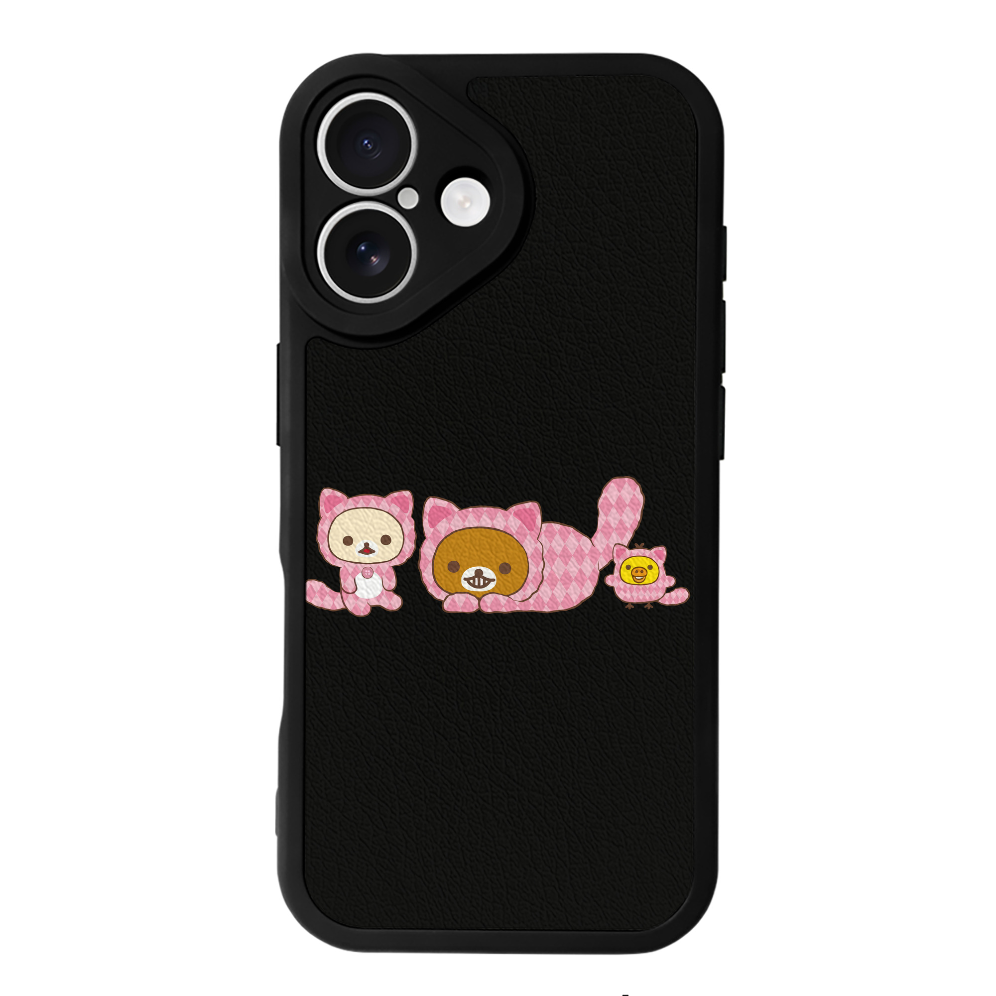（画像用） リラックマ リラックマ キイロイトリ Rilakkuma Korilakkuma Kiiroitori 【iPhone 16シリーズ対応】シリコンスマホケース（レザー調） 材質：シリコン